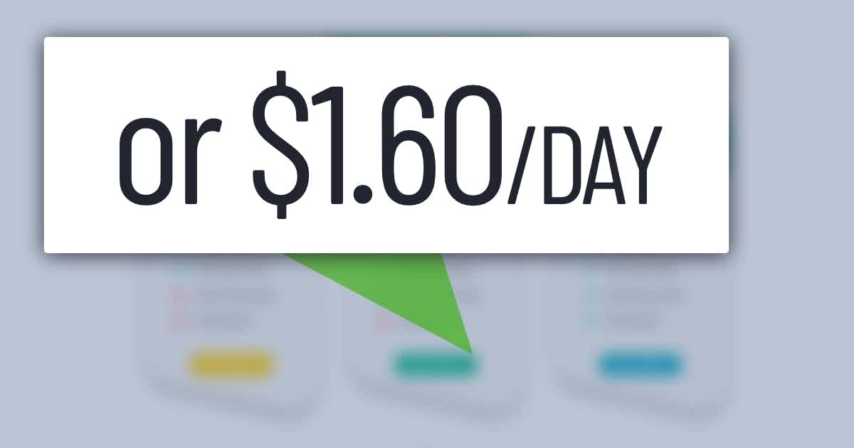 $50 with "or $1.60 / day" nearby
