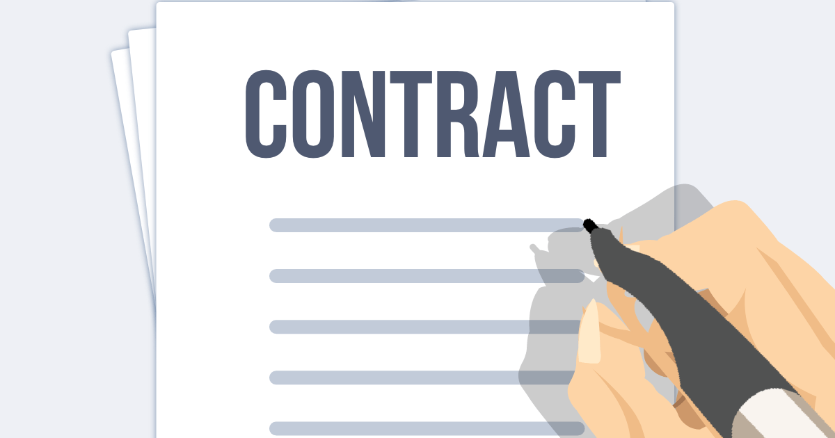 Person writing contract