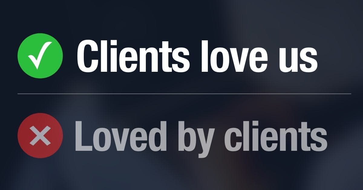 "Loved by clients" is replaced with "clients love us"