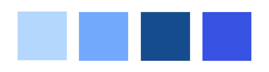 Four blue squares that look like different types of blue