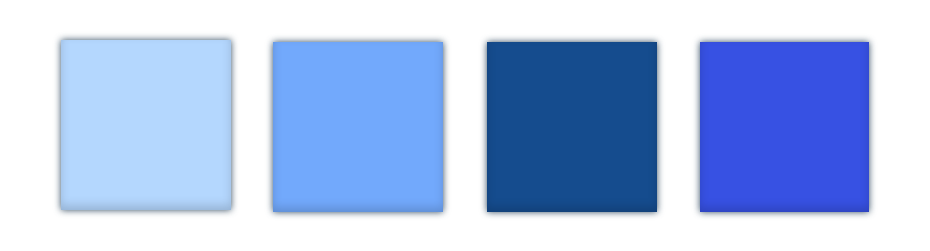 Four blue squares that look like different types of blue