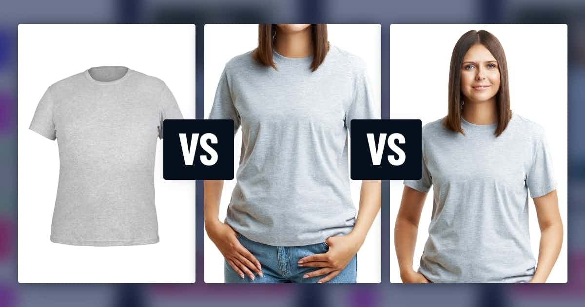 An isolated shirt vs. somebody wearing the shirt
