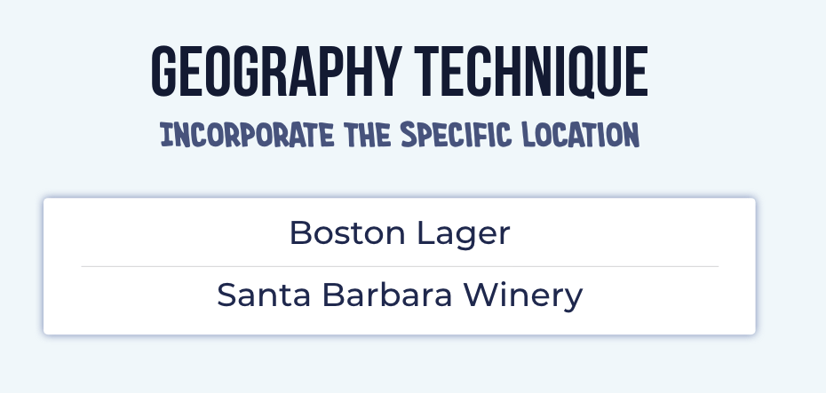 Geography technique of naming: Boston Lager