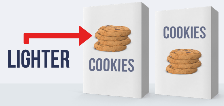 Package of cookies where the cookies seem lighter toward the top