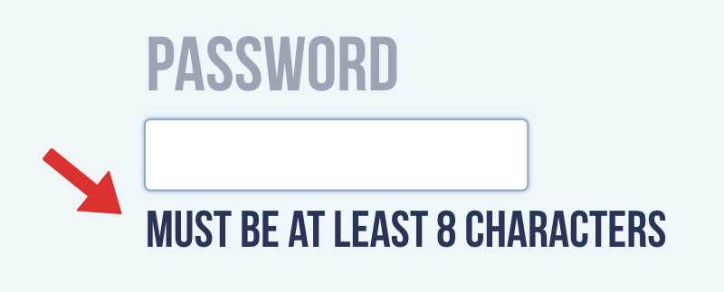 Password must be at least 8 characters