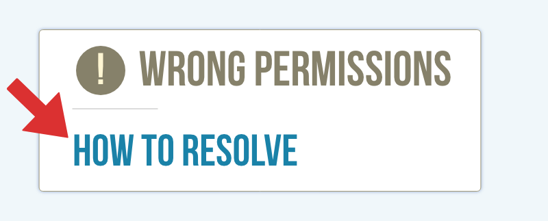 Wrong permission. Link that says "How to resolve"