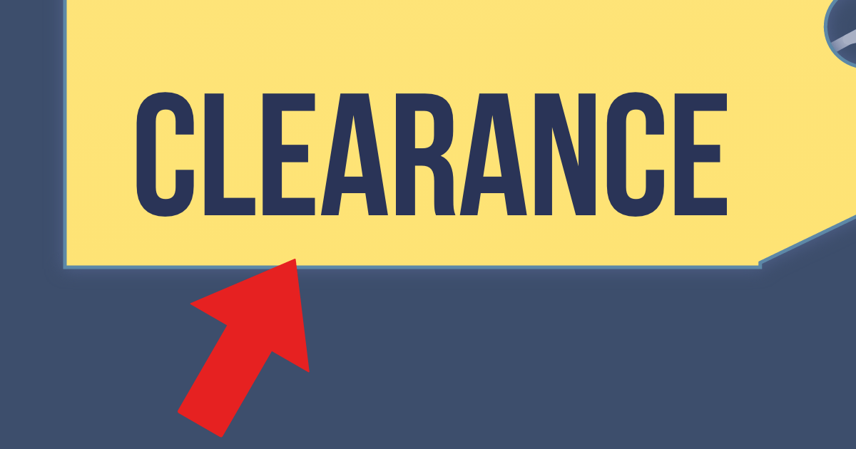 Price tag with "clearance"