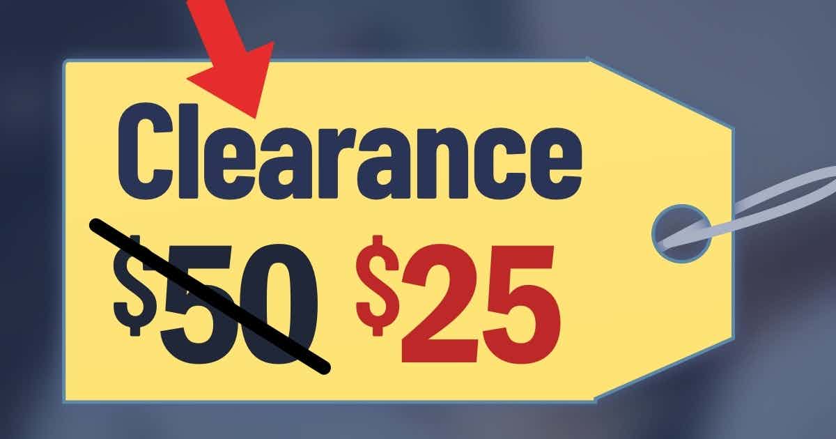 Price tag with "clearance"