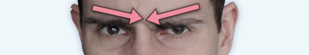 Eyebrows have a downward shape