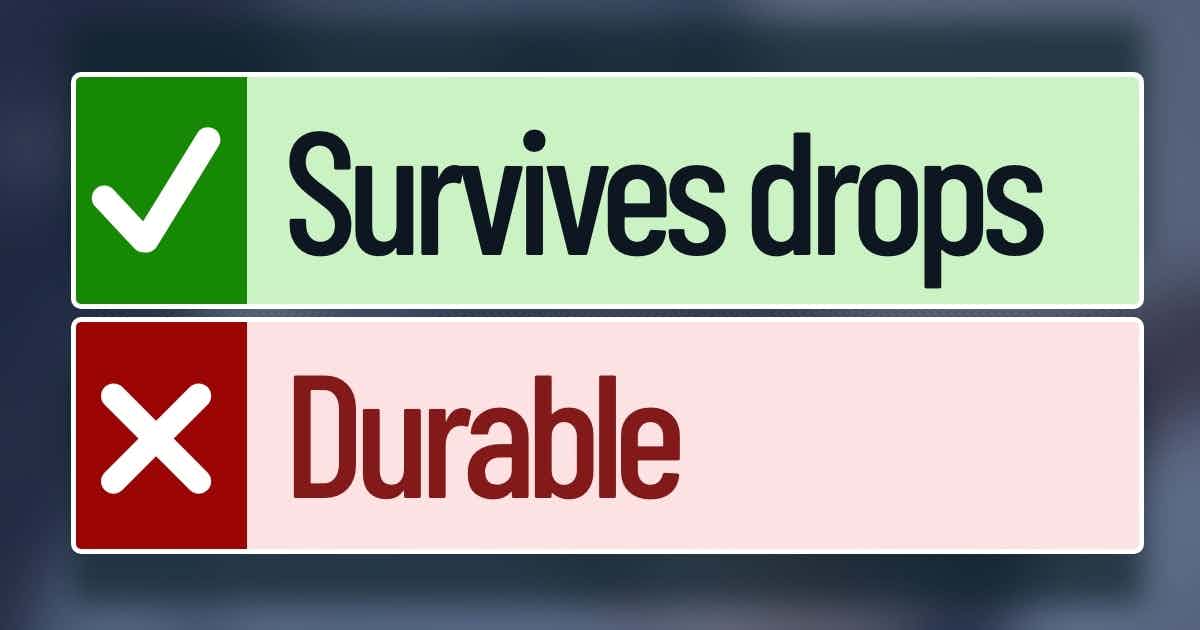 "Durable" is crossed out
