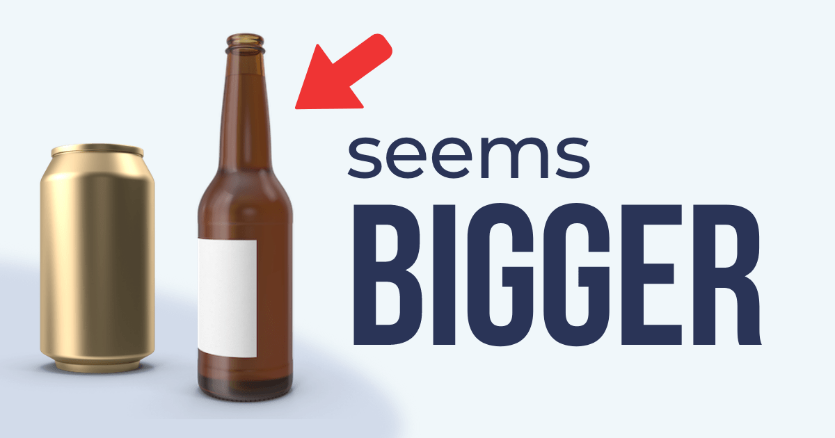 Beer bottle seems larger than beer can