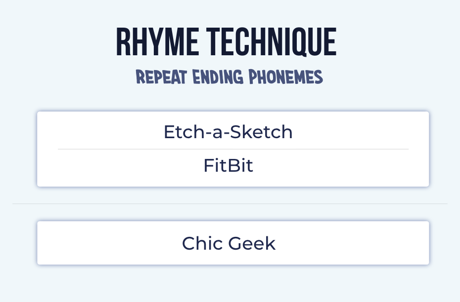 Rhyme technique of naming: Etch-a-Sketch