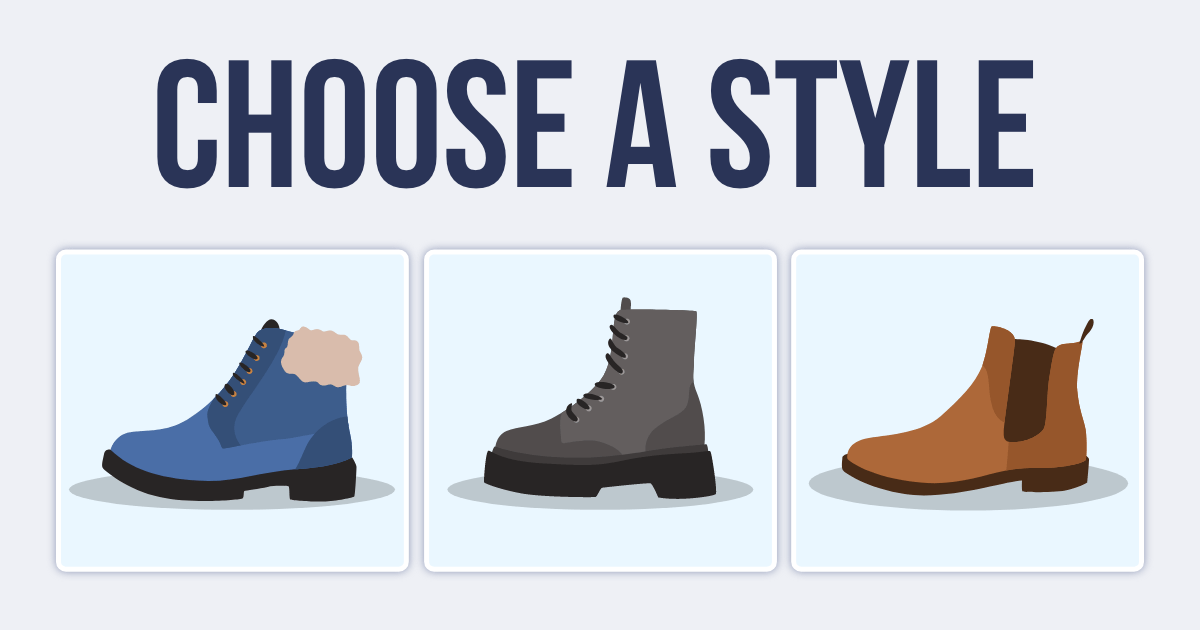 Interface asking users to choose a preferred shoe style