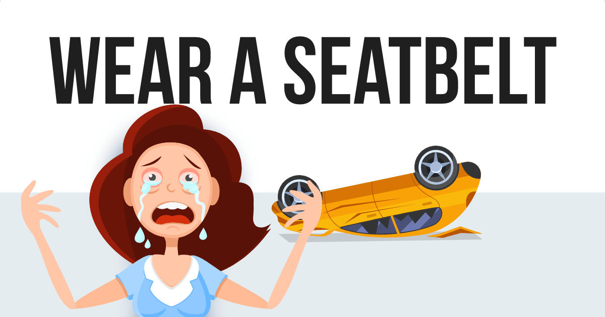 Seatbelt ad that shows woman get into a car accident