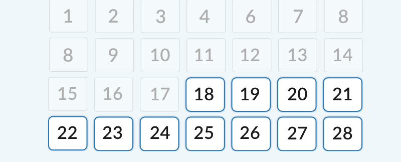 Options on a calendar but only available dates are able to be clicked