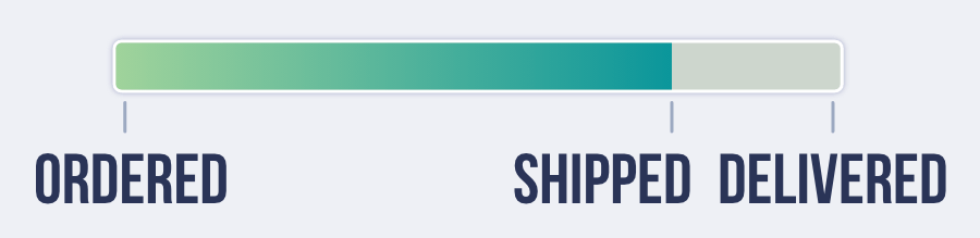 Progress bar of shipping delivery with linear gradient from left to right